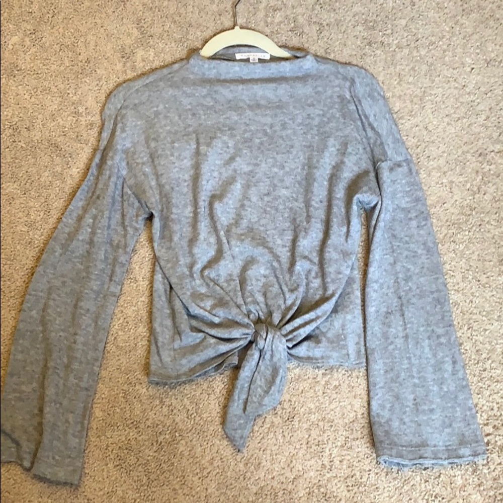 Gray Bell Sleeve Sweater